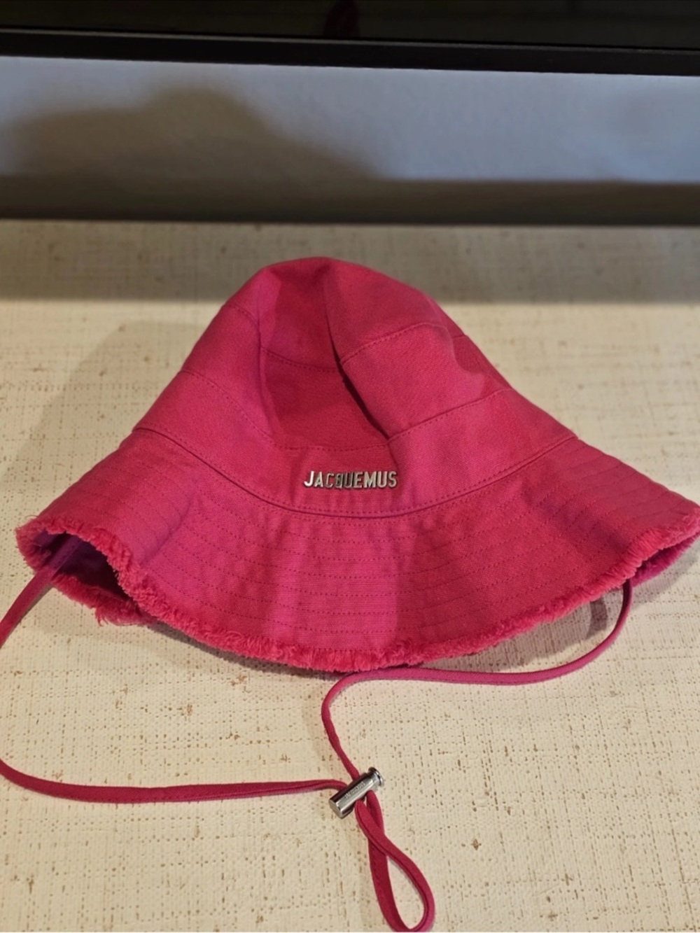 Jacquemus Pink Bucket Hat with Chin Strap